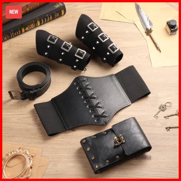 Adjustable PU Leather Corset Belt with Pouch, Medieval Renaissance Costume main image 6